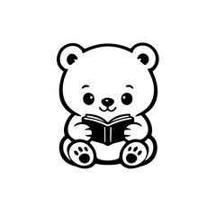 Fototapeta premium Cute bear reading a small book