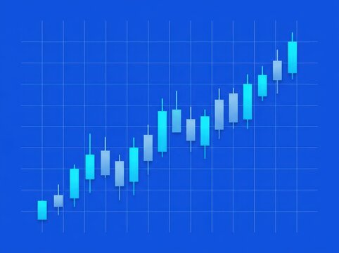 Clean vector financial chart with candlestick patterns on grid
