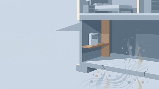 Home Radon Testing Illustration with Basement Airflow