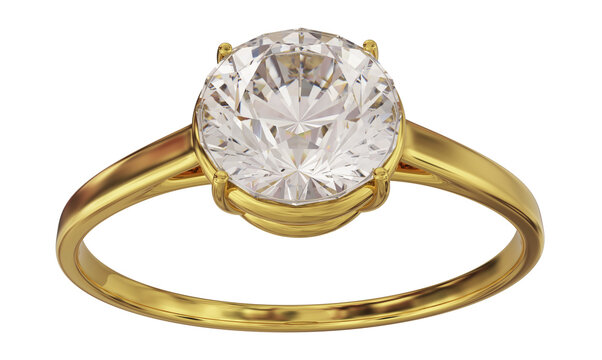 diamond engagement gold ring 3D