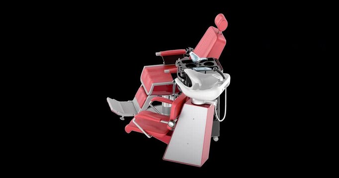 Barber salon equipment set rotation animation seamlessly loopable. 3D rendering isolated on transparent background