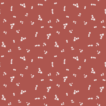 Ditsy floral abstract read background white small size cute seamless floral print pattern 