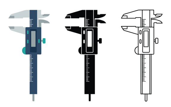 Digital vernier caliper set featuring industrial measurement tools for precise engineering.