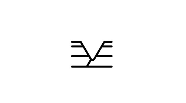 Stylized abstract letter Y with parallel lines.