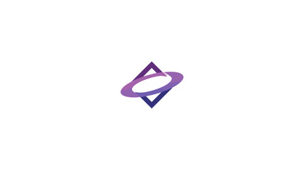 Fototapeta premium Purple geometric diamond planet logo icon