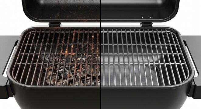 Dirty Grimy Barbecue Grill Before After Cleaning Comparison