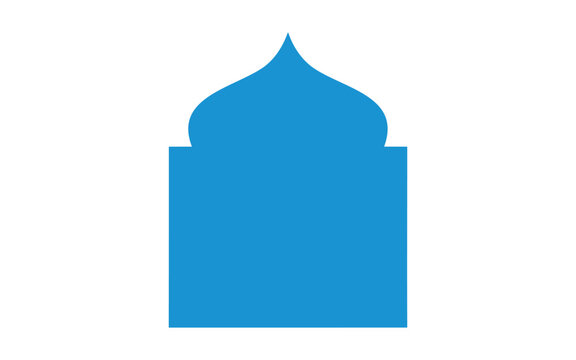 Blue silhouette of an onion dome archway on a white background