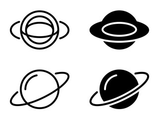 Planet saturn astronomy symbols and space icons in outline and solid styles © Shapla