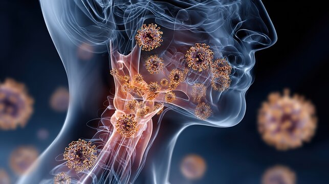Mumps Virus Infection Medical Animation Showing Parotitis Inflammation, Salivary Gland Swelling, Viral Transmission, Immune Response, Vaccination, Disease Prevention and Public Health Education Concep