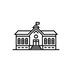Fototapeta premium Simple line art school building icon