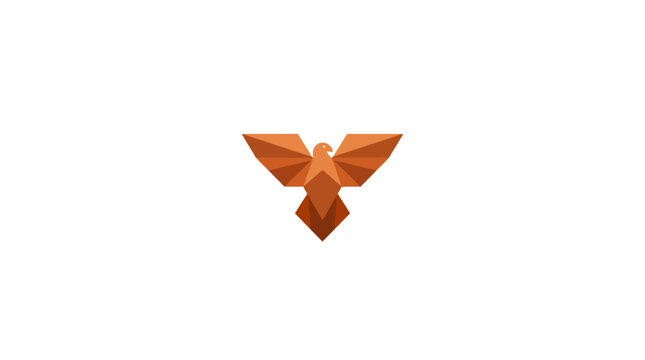 Geometric orange phoenix bird rising logo.