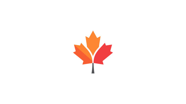 Red geometric maple leaf canada icon.