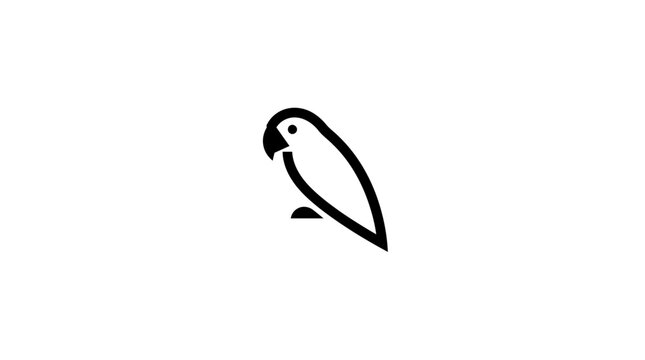 Minimalist black outline parrot bird logo icon.