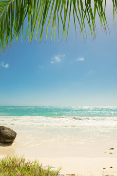 Turquoise Caribbean Sea with White Sand and Gentle Ocean Waves