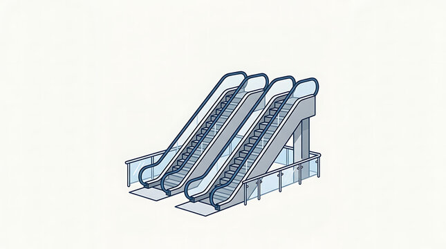 Modern escalators moving in a commercial building, illustrating public transportation and access