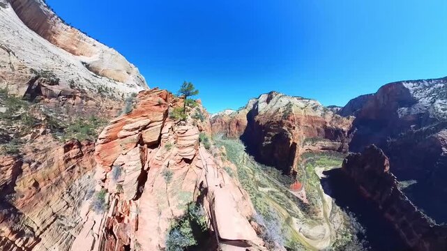 Angels Landing Trail Zion National Park Red Cliffs Canyon Walk Through