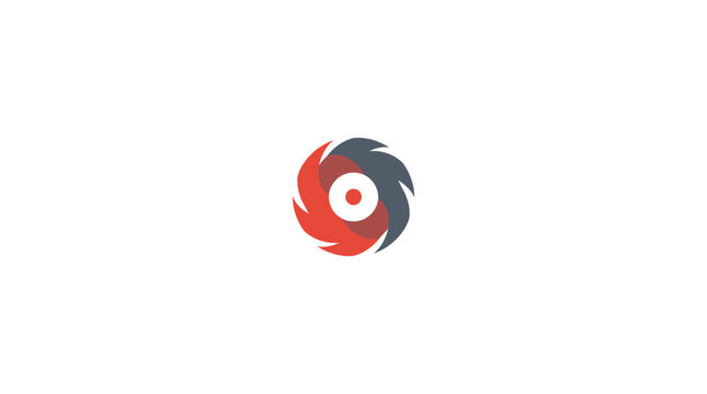 Red and black spiral vortex logo icon.