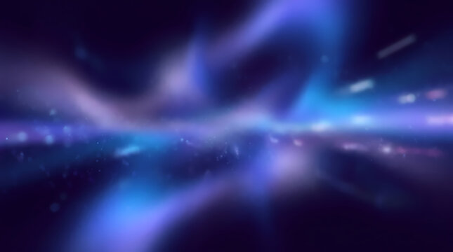 Abstract Futuristic Blue and Purple Neon Light Trails with Motion Blur Background