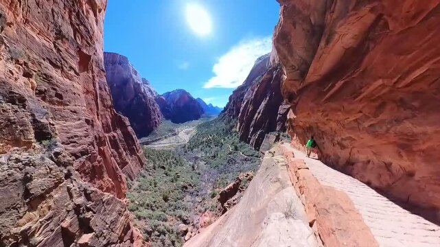 Angels Landing Cliffside Trail Zion National Park Scenic Walk Through
