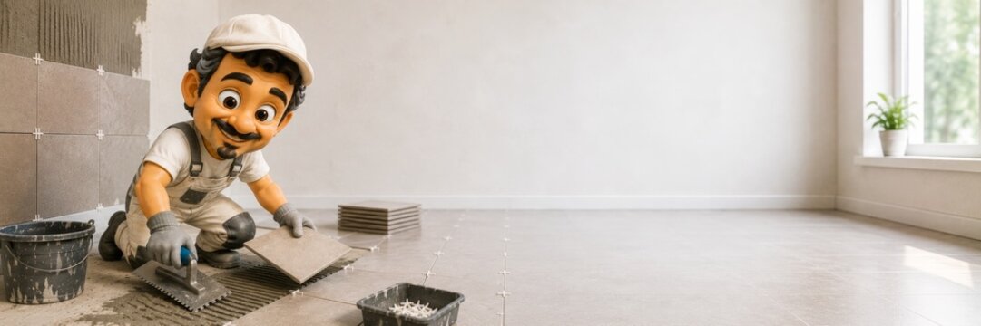 Tiler Working During Interior Renovation