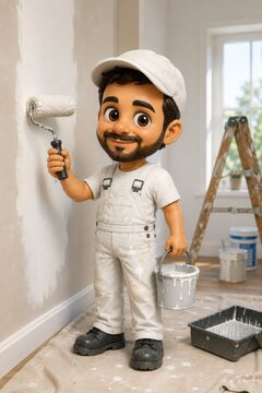 Smiling Painter Working