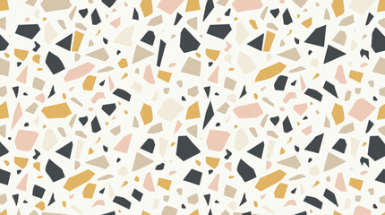 Obraz premium Abstract terrazzo seamless pattern with mustard and grey shapes on light cream background