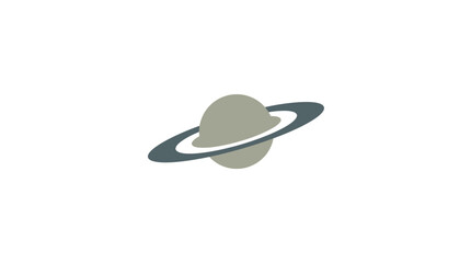 Minimalist grey Saturn planet icon with rings © RAHAYU