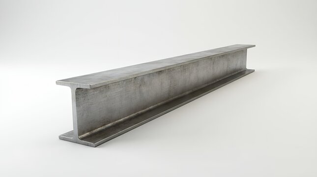 A realistic 3D rendering of a sturdy steel I-beam isolated on a clean white background representing the fundamental building blocks of modern construction and engineering realistic 3D rendering