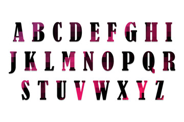 Magenta Pixelated Mosaic Bold Alphabet Set with Shadow Effect © Md Shoaib