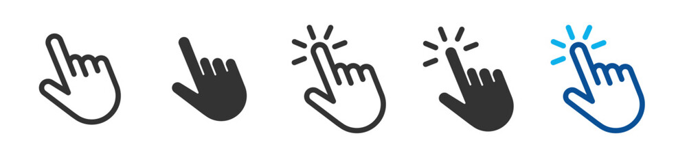 Fototapeta premium Hand cursor icon. Hand click symbol set. Pointer sign and interactive gesture vector illustration.