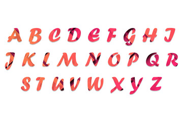 Obraz premium Modern Pink Coral Script Alphabet Set with Abstract Pattern PNG