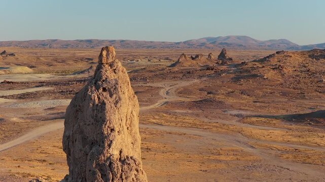 Aerial Trona Pinnacles Desert Landscape California Fly Through