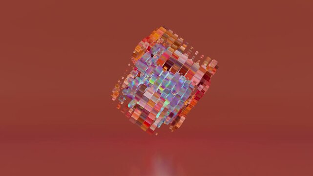 looped 3d animation. Abstract animation. Waves of cubes form a large cube.
