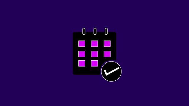 Animated calendar with checkmark for scheduling and task management