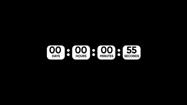 Minimalist countdown timer overlay: seconds ticking down on black background