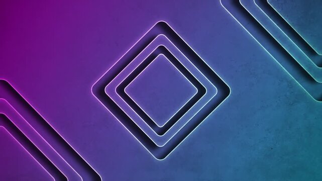 Animated neon squares with gradient color illumination in modern abstract design