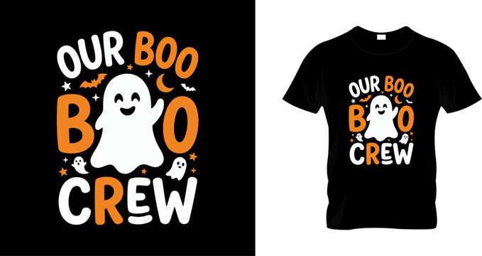 Our boo crew halloween tshirt design with cute ghost illustration