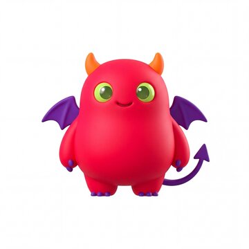Cute red devil halloween character with wings and horns