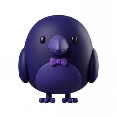 Fototapeta premium Cute purple bird halloween character with a bow tie
