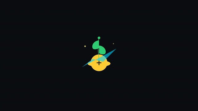 Abstract Lemon Illustration with Green Sprout and Energy Bolt Representing Sustainable Growth