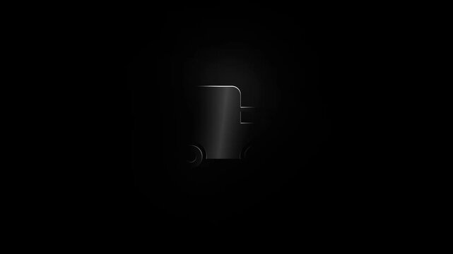 Smooth delivery truck icon animation a bright glowing outline and subtle light effect on a dark background. Suitable for shipping, logistics, courier services, transportation, e-commerce