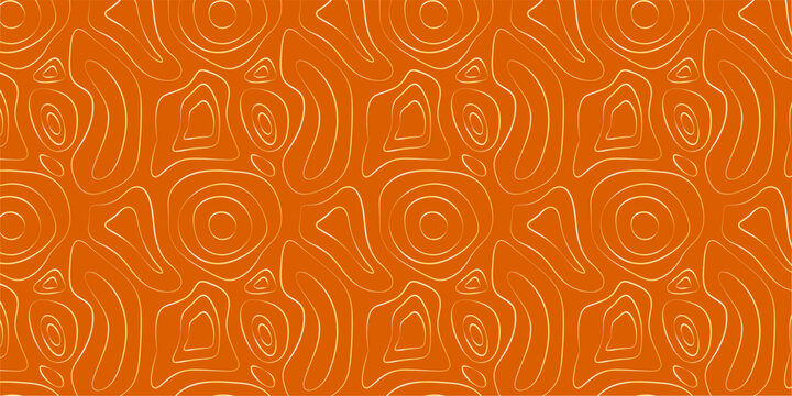 Orange salmon fillet topographic lines pattern vector. Abstract fish muscle texture with contour curves for seafood market, culinary art, and restaurant web backgrounds.