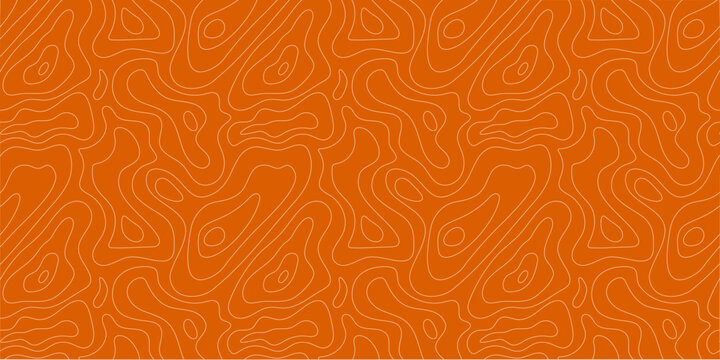Seamless salmon fillet topographic vector pattern. Orange abstract fish texture with fluid contour lines for seafood packaging, restaurant branding, and culinary design.