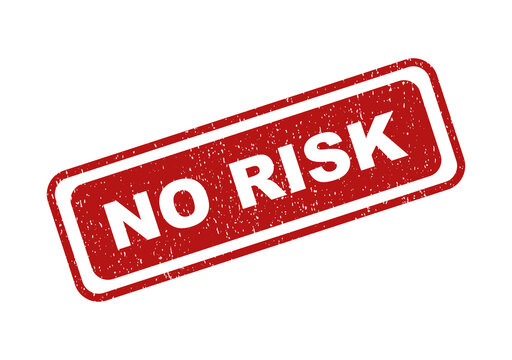 Red rubber stamp with the text no risk on a tilted angle