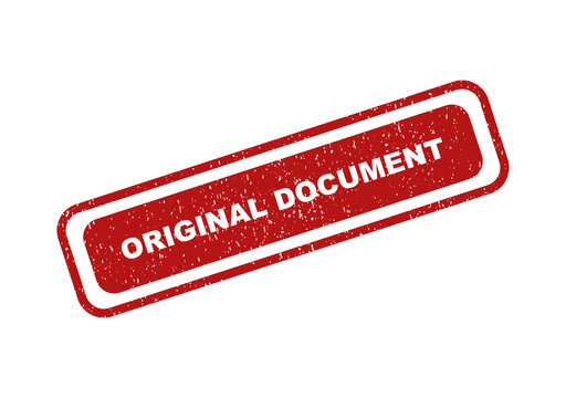 Red rubber stamp with the text original document in a vintage style