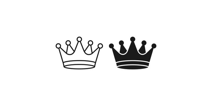 Two elegant black crown icons for royal and success concepts.