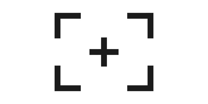 Abstract crosshair symbol with corner brackets on a transparent background.