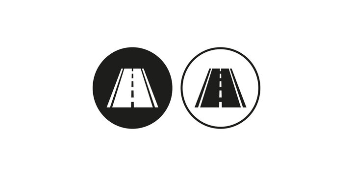 Road highway icon solid and outline versions for travel and navigation concepts.