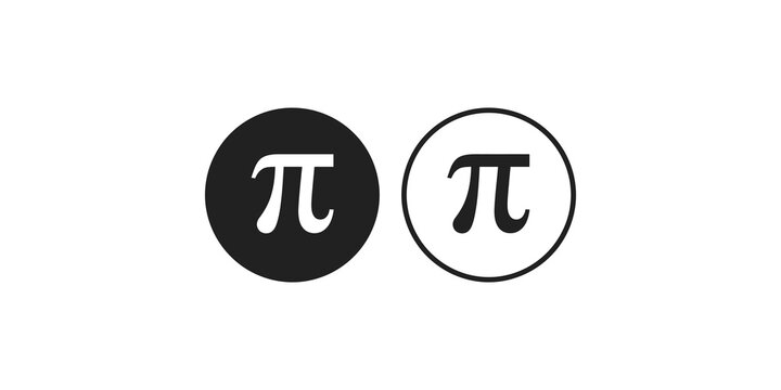 Black filled and outlined pi symbols inside circles for math and science.