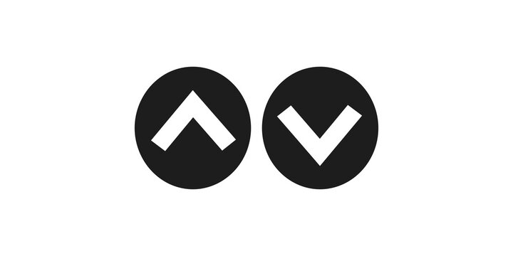 Two circular icons with black arrows pointing up and down for direction or selection.